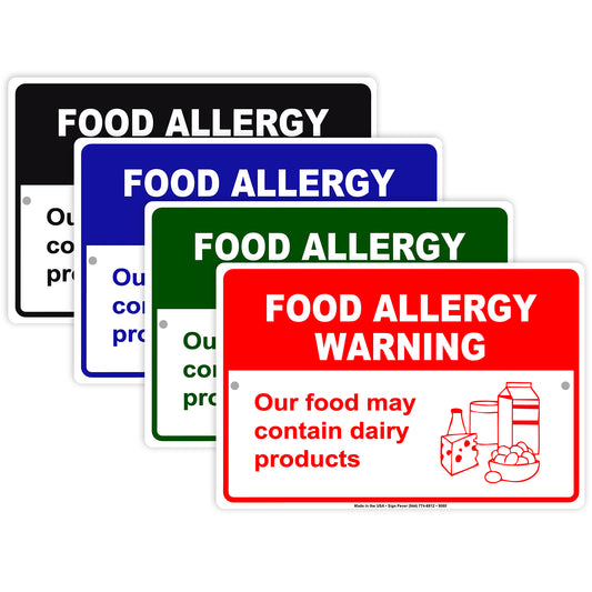 Food Allergy Warning Our Food May Contains Dairy Products Aluminum Metal Sign Plate