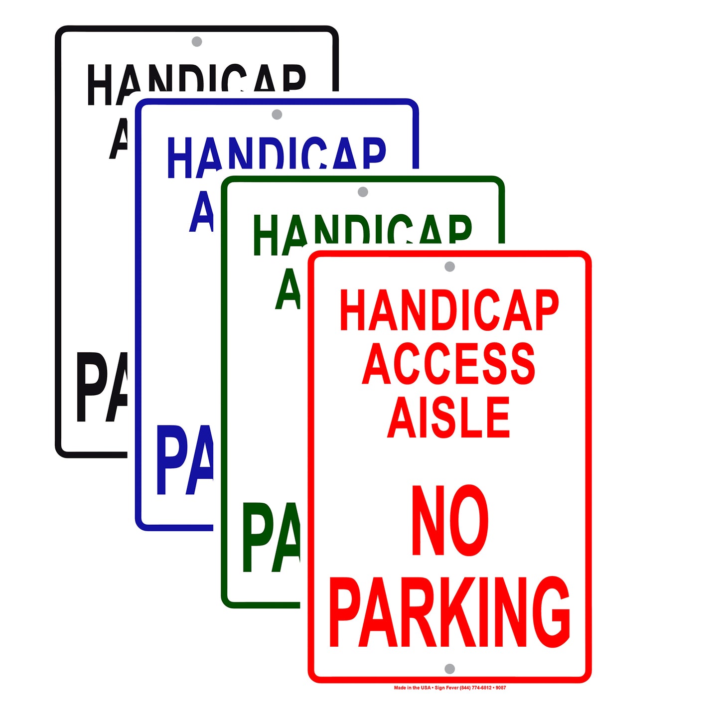 Handicap Access Aisle No Parking Alert Aluminum Metal Sign Plate