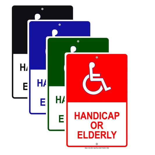 Handicap Or Elderly Parking Alert Aluminum Metal Sign Plate