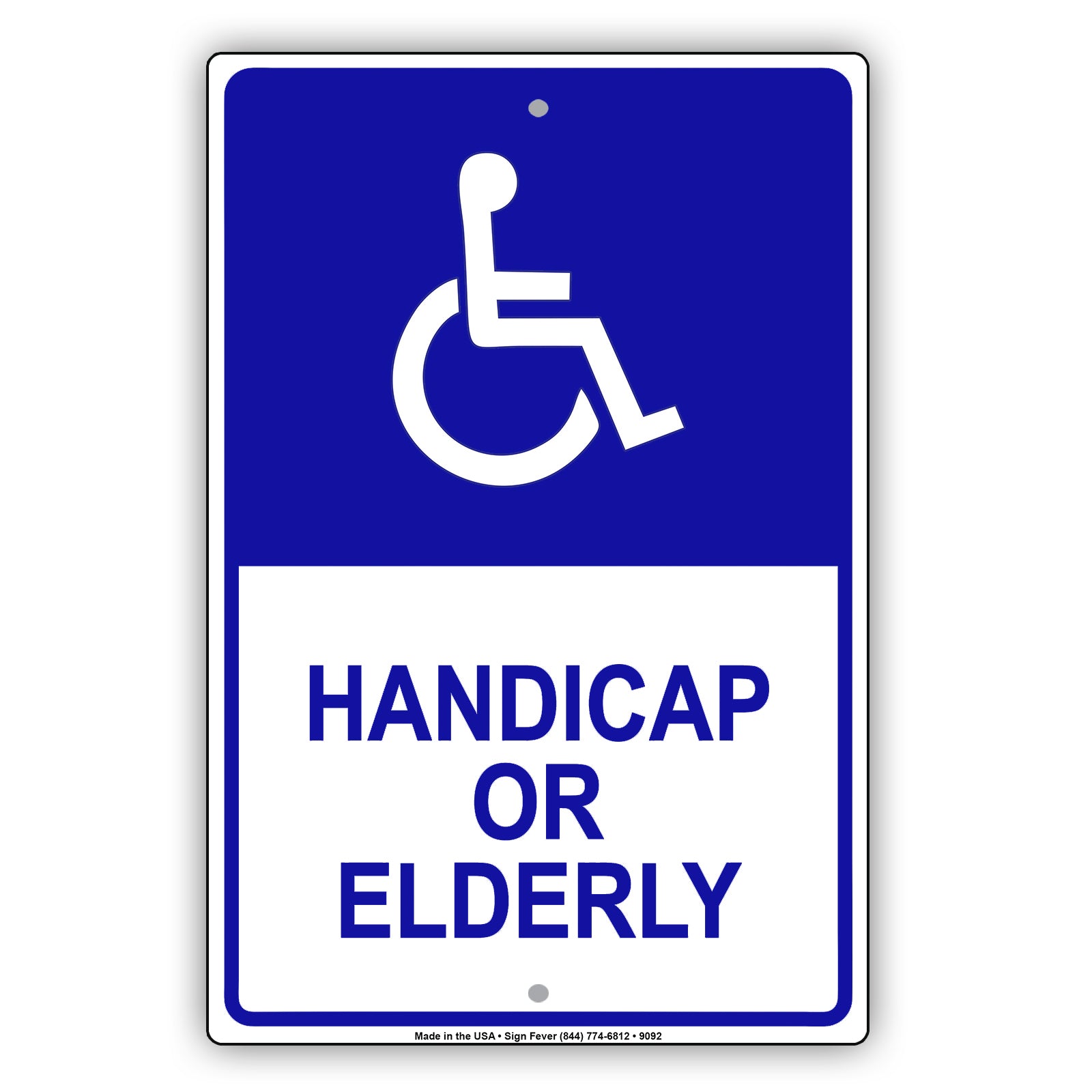 Handicap or Elderly Aluminum Metal Sign Plate