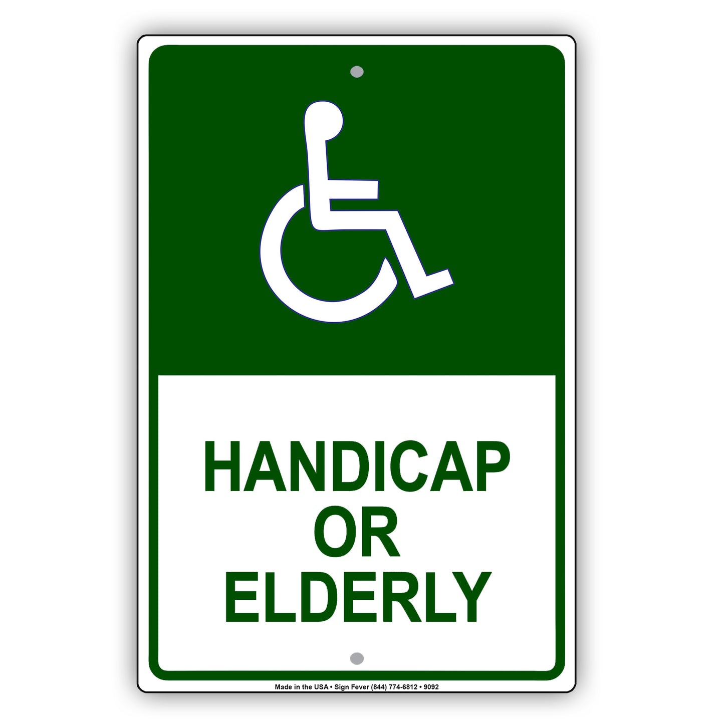 Handicap Or Elderly Parking Alert Aluminum Metal Sign Plate