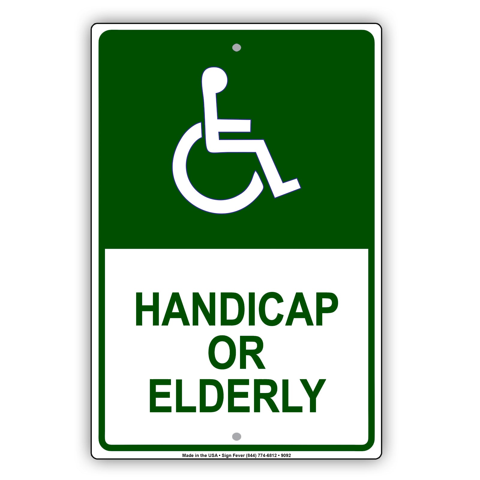 Handicap Or Elderly Parking Alert Aluminum Metal Sign Plate