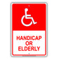 Handicap Or Elderly Parking Alert Aluminum Metal Sign Plate