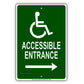 Accessible Entrance Right Side Handicap Alert Aluminum Metal Sign Plate