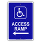 Wheelchair Access Ramp Left Arrow Aluminum Metal Sign Plate
