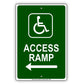 Wheelchair Access Ramp Left Arrow Aluminum Metal Sign Plate