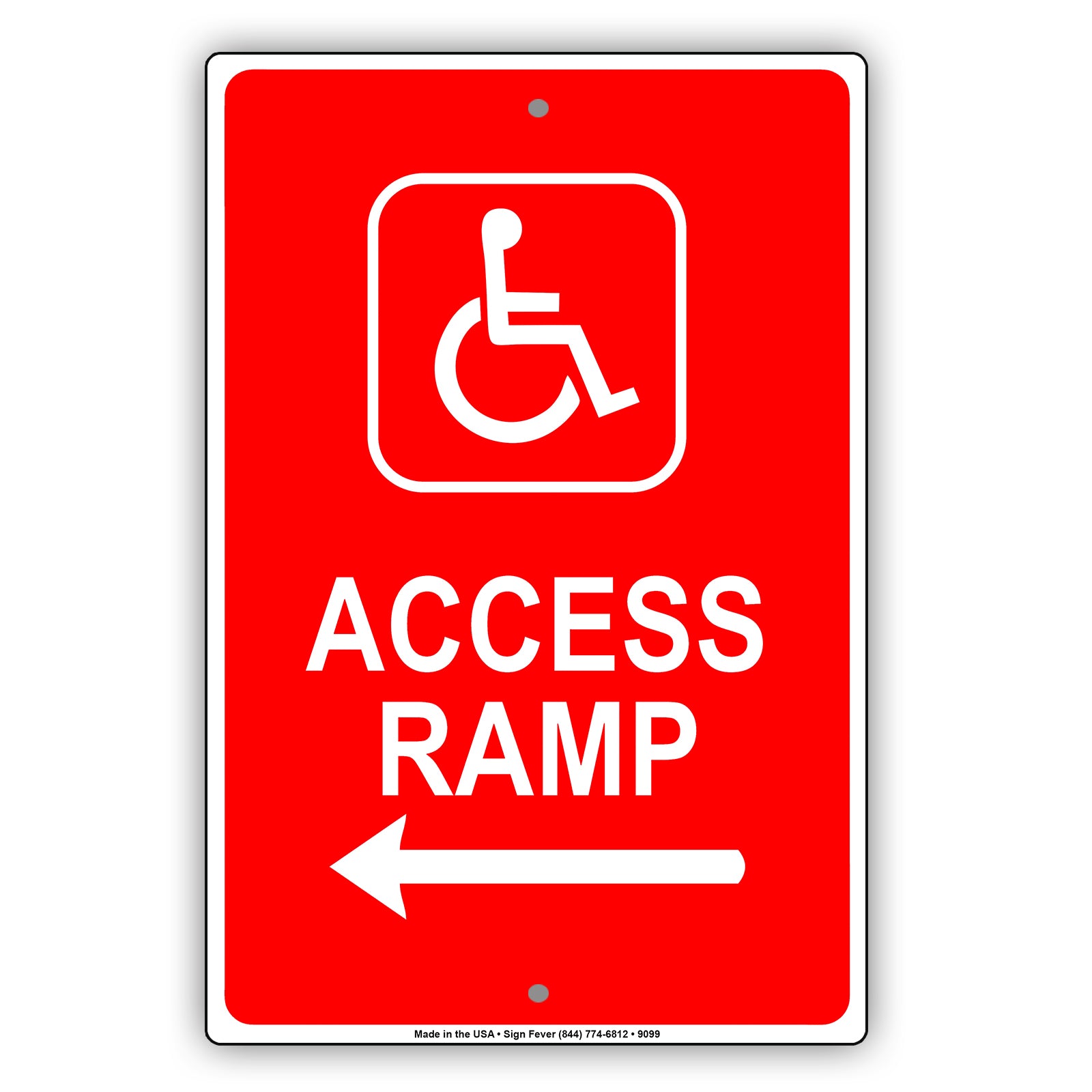 Wheelchair Access Ramp Left Arrow Aluminum Metal Sign Plate