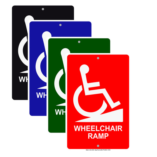 Wheelchair Ramp Handicap Alert Aluminum Metal Sign Plate