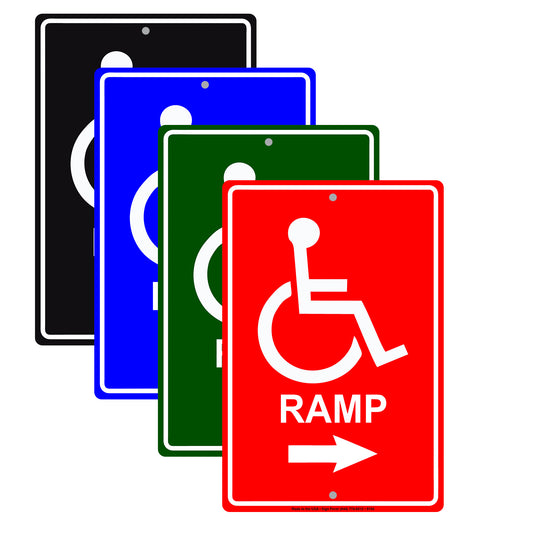 Wheelchair Ramp With Right Arrow Hospital Plate Aluminum Metal Sign