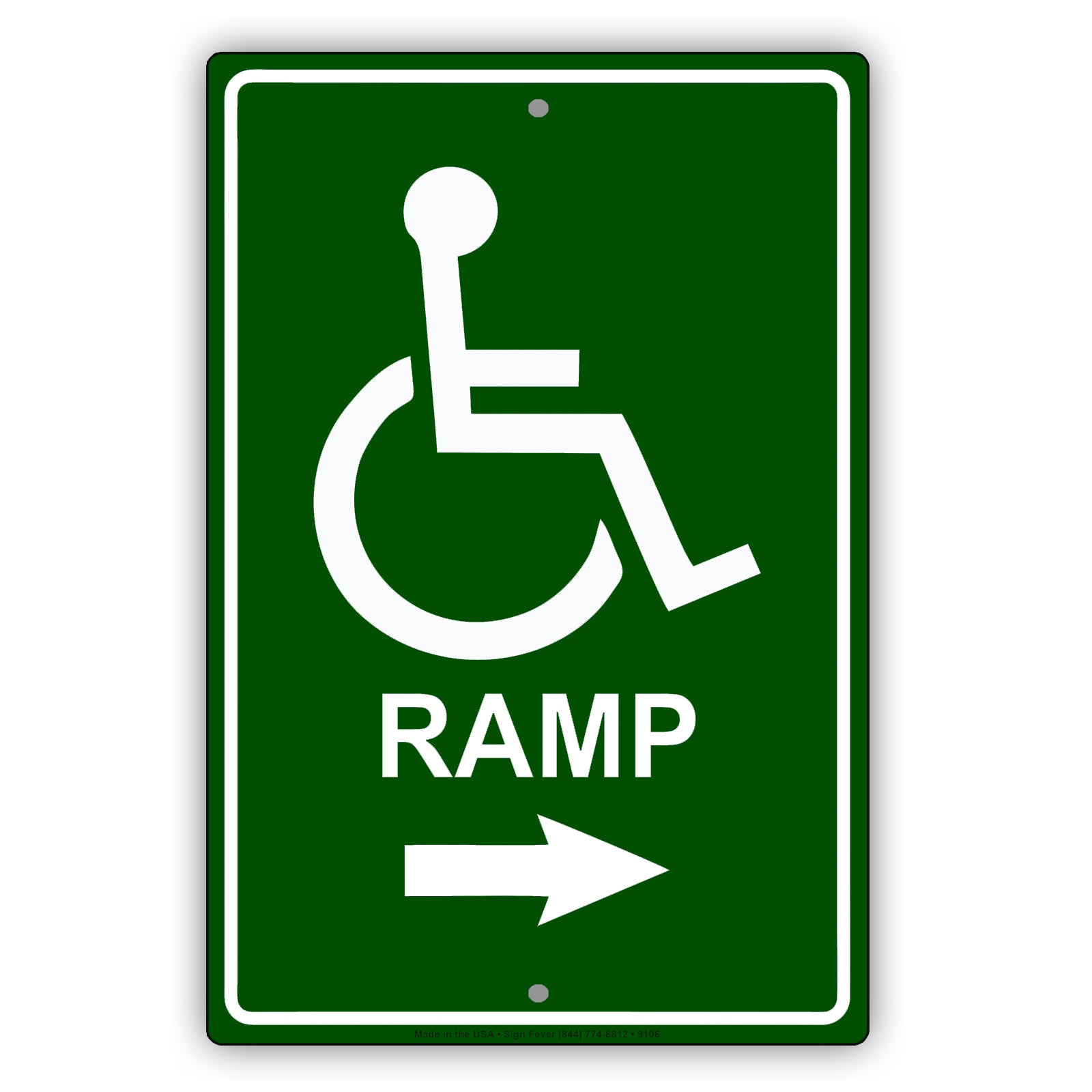 Wheelchair Ramp With Right Arrow | Metal Sign - Sign Fever