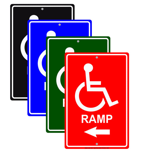 Wheelchair Ramp With Left Arrow Hospital Plate Aluminum Metal Sign