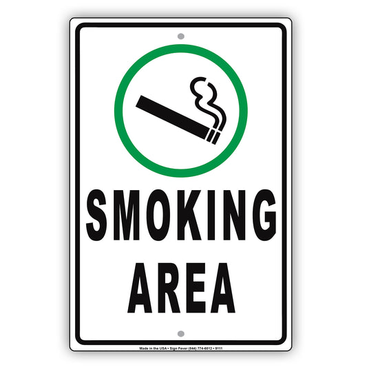 Smoking Area Alert Aluminum Metal Sign Plate