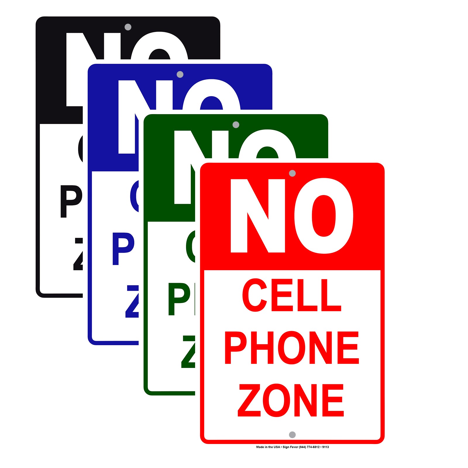 No Cell Phone Zone Restricted Area Aluminum Metal Sign
