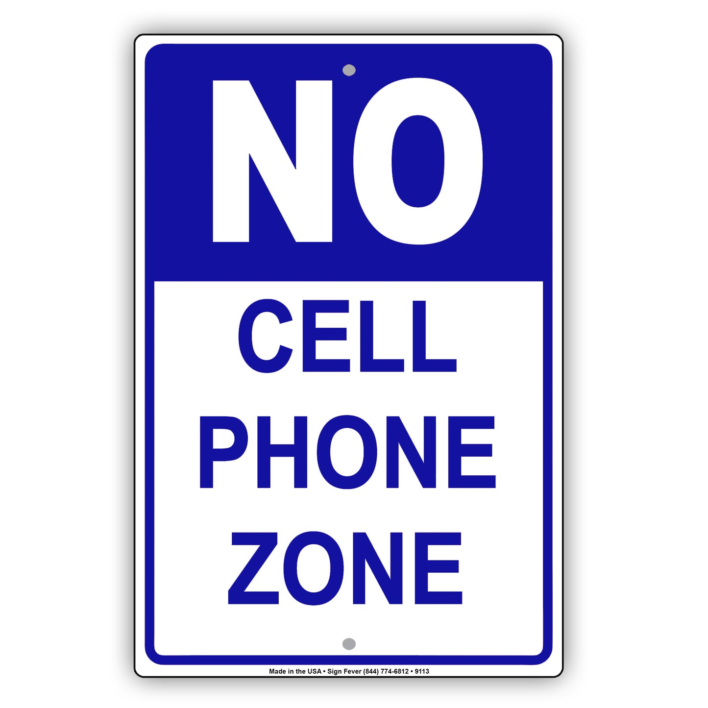 No Cell Phone Zone Restricted Area Aluminum Metal Sign