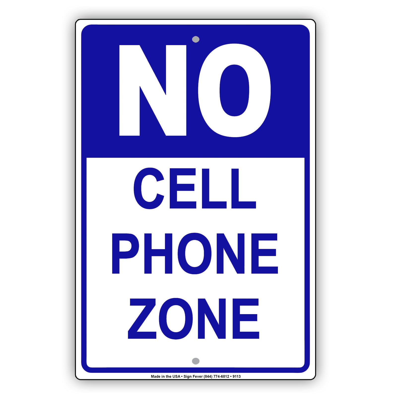 No Cell Phone Zone Restricted Area Aluminum Metal Sign