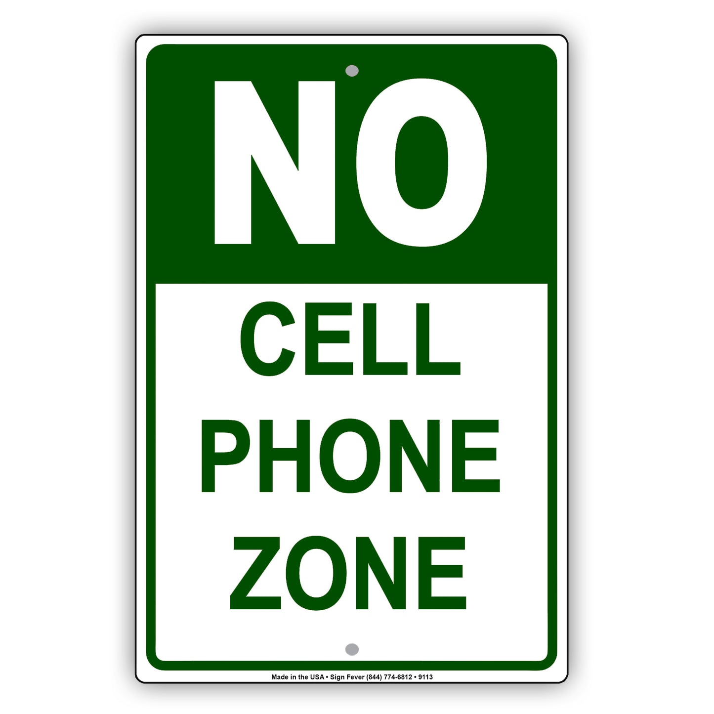 No Cell Phone Zone Restricted Area Aluminum Metal Sign