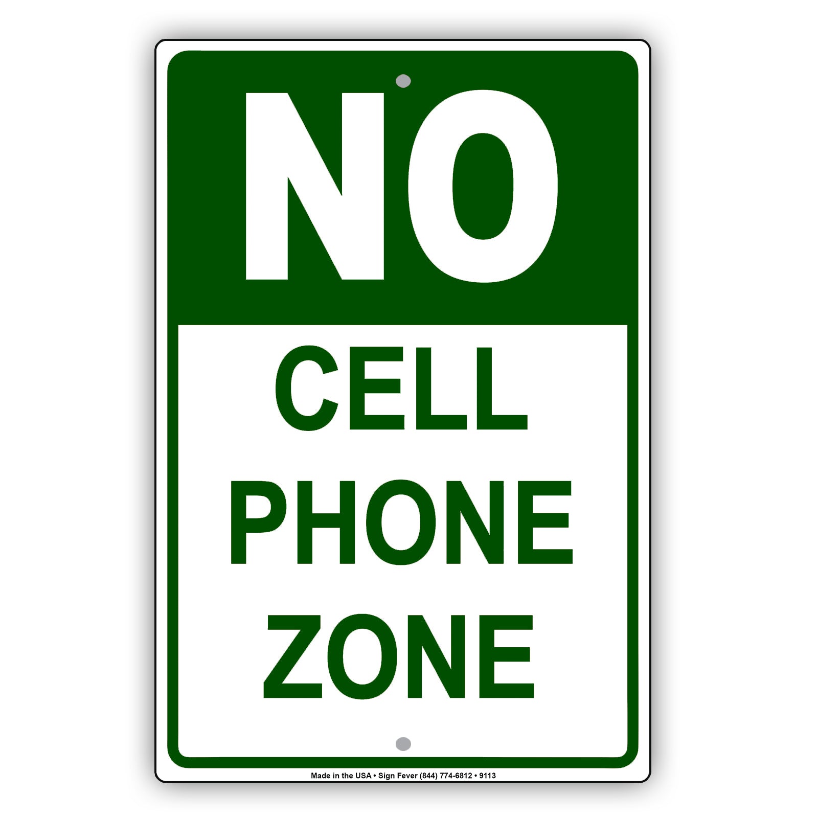 No Cell Phone Zone Restricted Area Aluminum Metal Sign