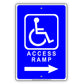 Wheelchair Access Ramp With Right Arrow Plate Aluminum Metal Sign