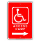 Wheelchair Access Ramp With Right Arrow Plate Aluminum Metal Sign
