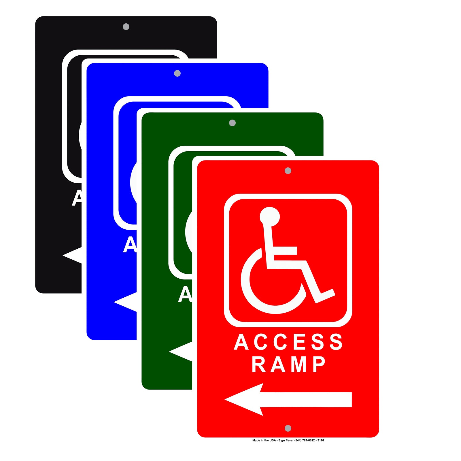 Wheelchair Access Ramp With Left Arrow Plate Aluminum Metal Sign