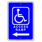 Wheelchair Access Ramp With Left Arrow Plate Aluminum Metal Sign