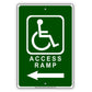Wheelchair Access Ramp With Left Arrow Plate Aluminum Metal Sign