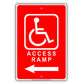 Wheelchair Access Ramp With Left Arrow Plate Aluminum Metal Sign