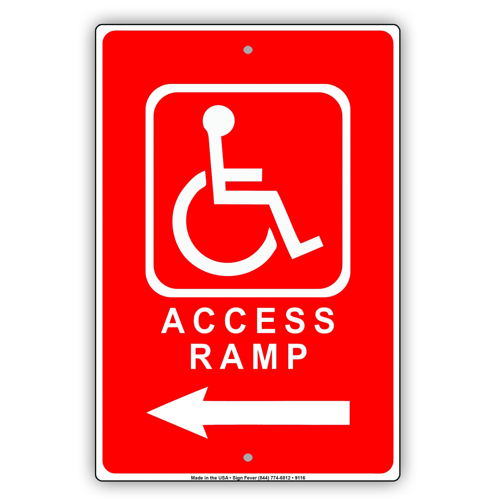 Not Accessible Ramp Sign Wheelchair Access Ramp With Left Arrow | Metal Sign - Sign Fever