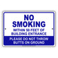 No Smoking Within 50 Feet of Building Entrance Please Do Not Throw Aluminum Metal Sign