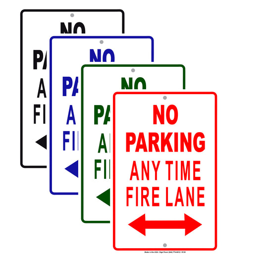 No Parking Any Time Fire Line All Others Will Be Towed Aluminum Decor Garage Sign
