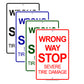 Wrong Way Stop Severe Tire Damage Aluminum Metal Sign