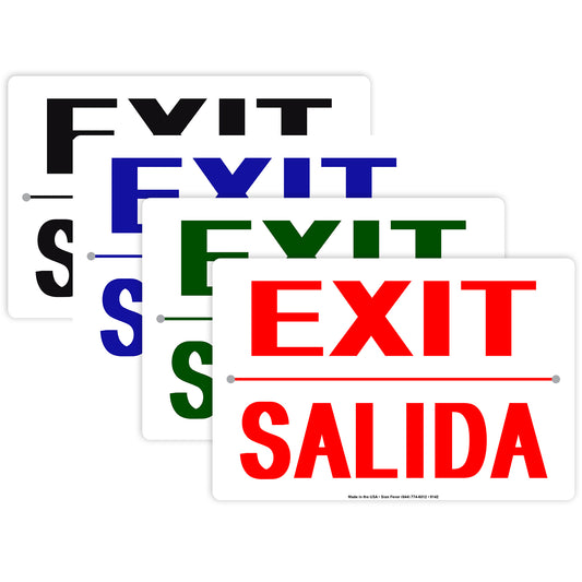 Exit Salida Safety and Street Aluminum Metal Sign