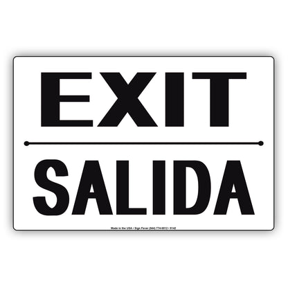 Exit Salida Safety and Street Aluminum Metal Sign