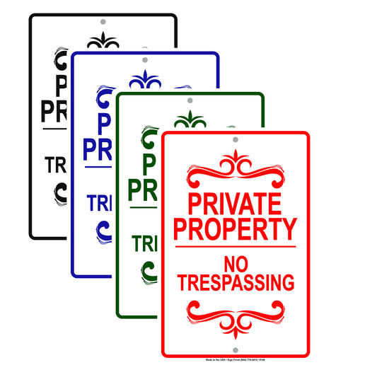 Private Property No Trespassing Restriction Aluminum Metal Sign