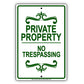Private Property No Trespassing Restriction Aluminum Metal Sign