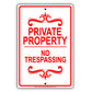 Private Property No Trespassing Restriction Aluminum Metal Sign