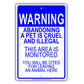 Warning Abandoning a Pet is Cruel and Illegal Aluminum Metal Sign