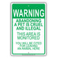 Warning Abandoning a Pet is Cruel and Illegal Aluminum Metal Sign