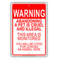 Warning Abandoning a Pet is Cruel and Illegal Aluminum Metal Sign