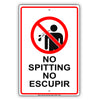 No Spitting No Escupir Aluminum Metal Sign