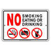 No Smoking Eating or Drinking Restriction Notice Warning Aluminum Metal Sign