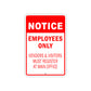 Notice Employees Only Vendors & Visitors Must Register At Main Office Aluminum Metal Sign
