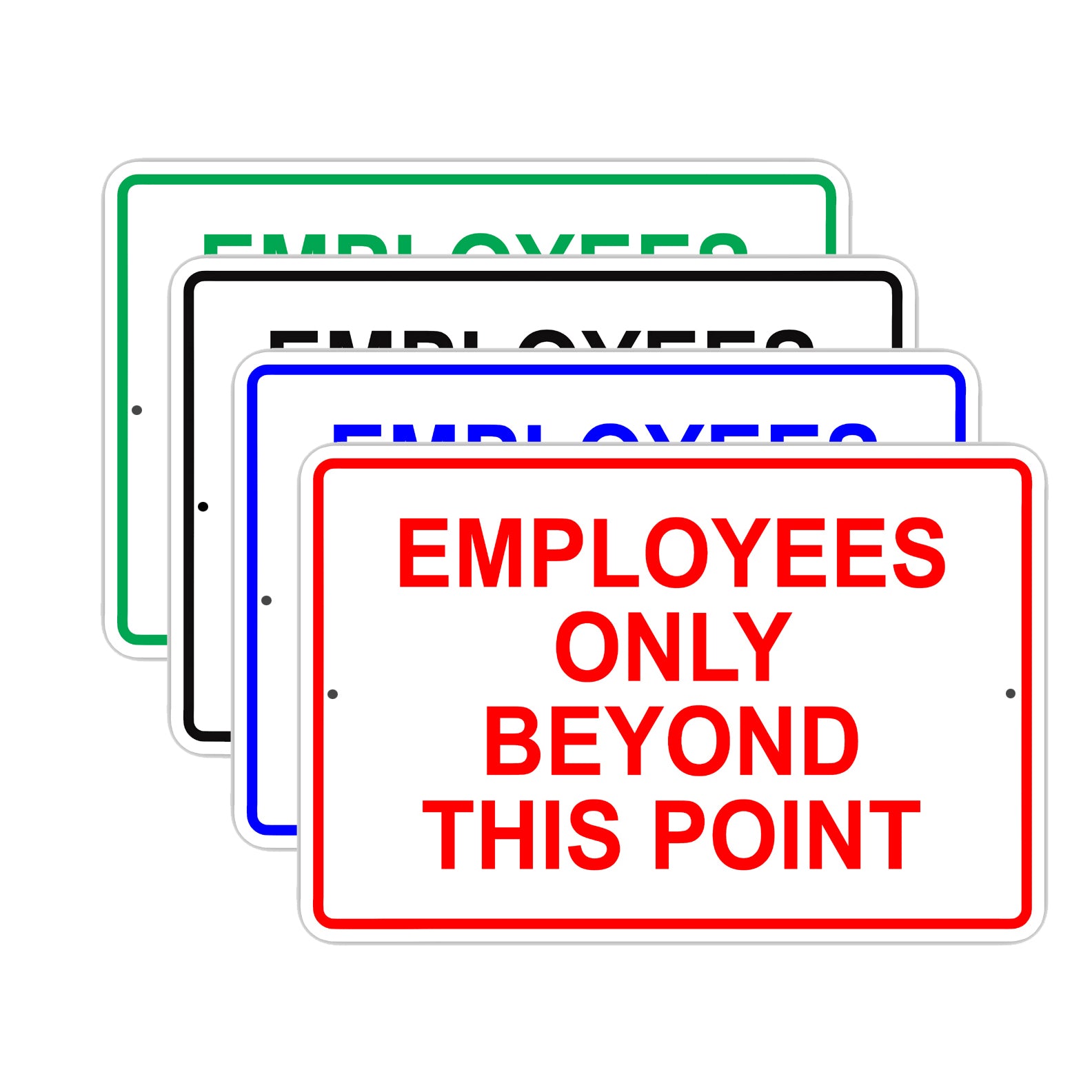 Employees Only Beyond This Point Notice Reserved Aluminum Metal Sign