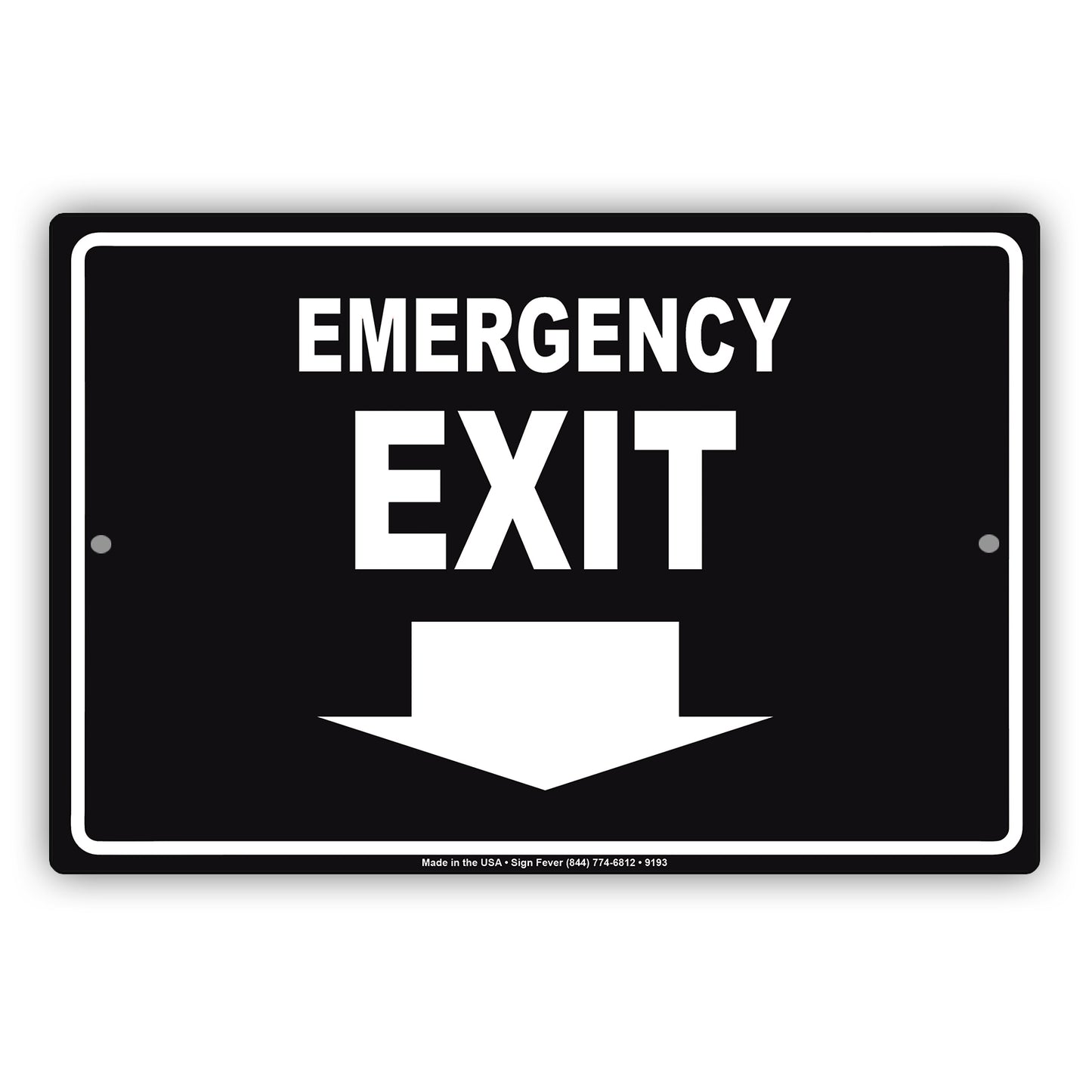 Emergency Exit With Down Arrow Do Not Block Aluminum Metal Sign