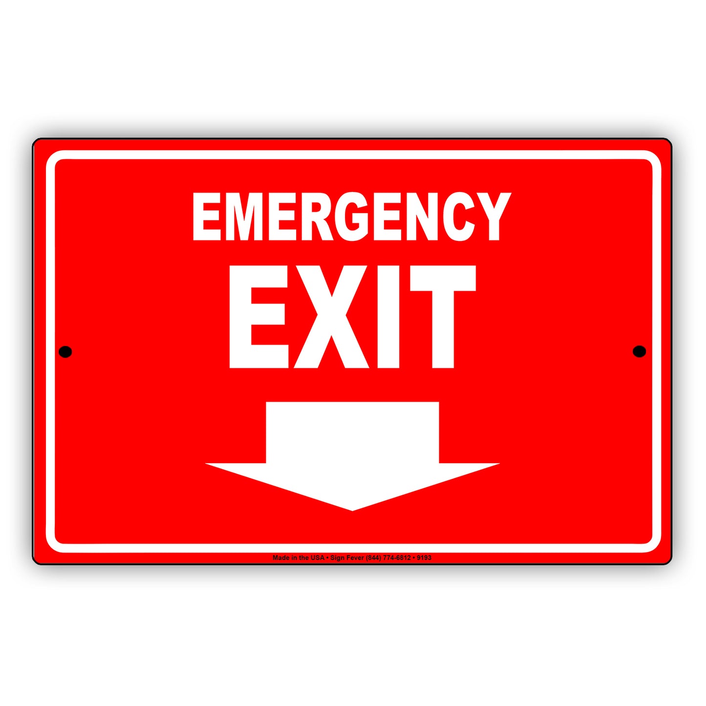 Emergency Exit With Down Arrow Do Not Block Aluminum Metal Sign