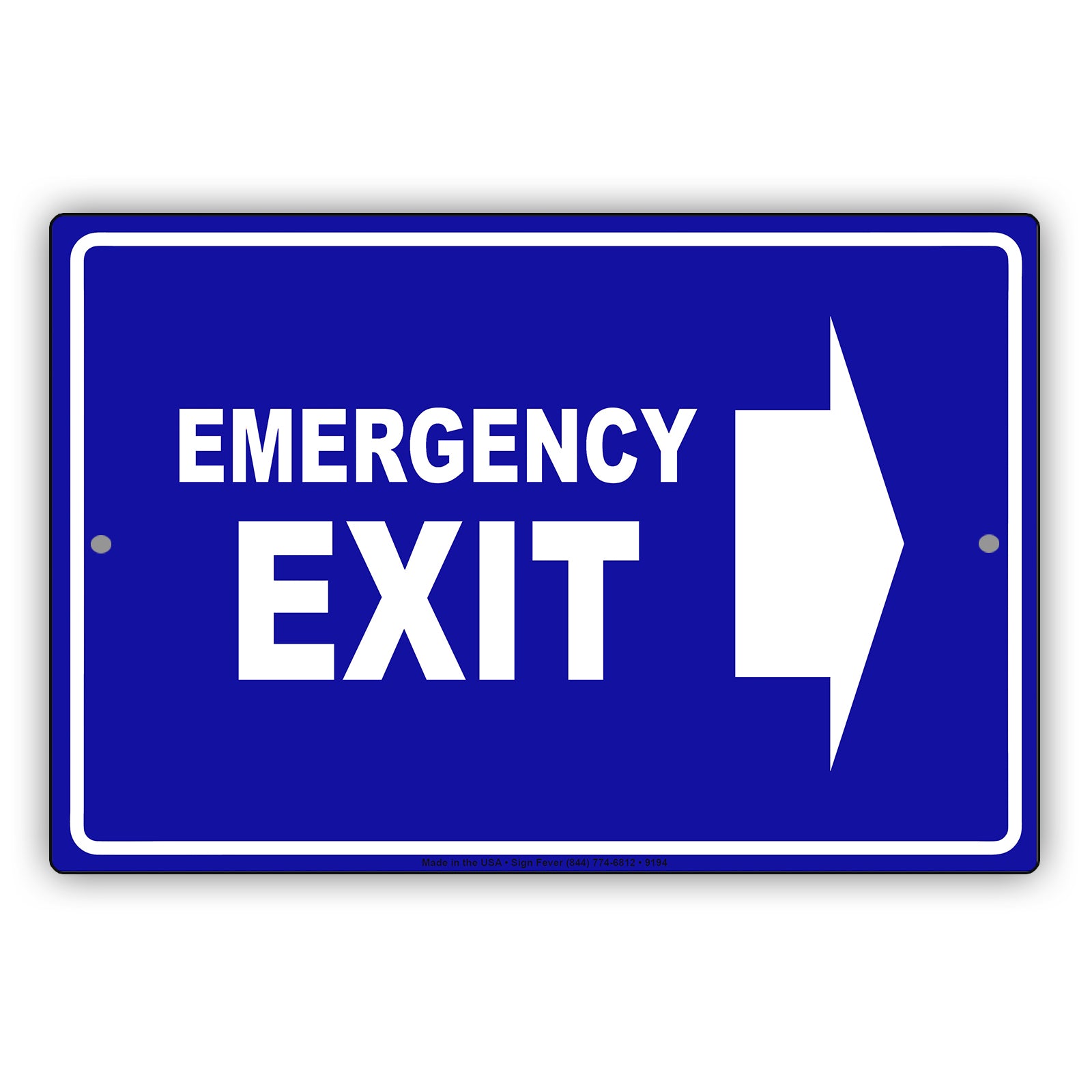 Emergency Exit With Right Arrow Do Not Block Aluminum Metal Sign