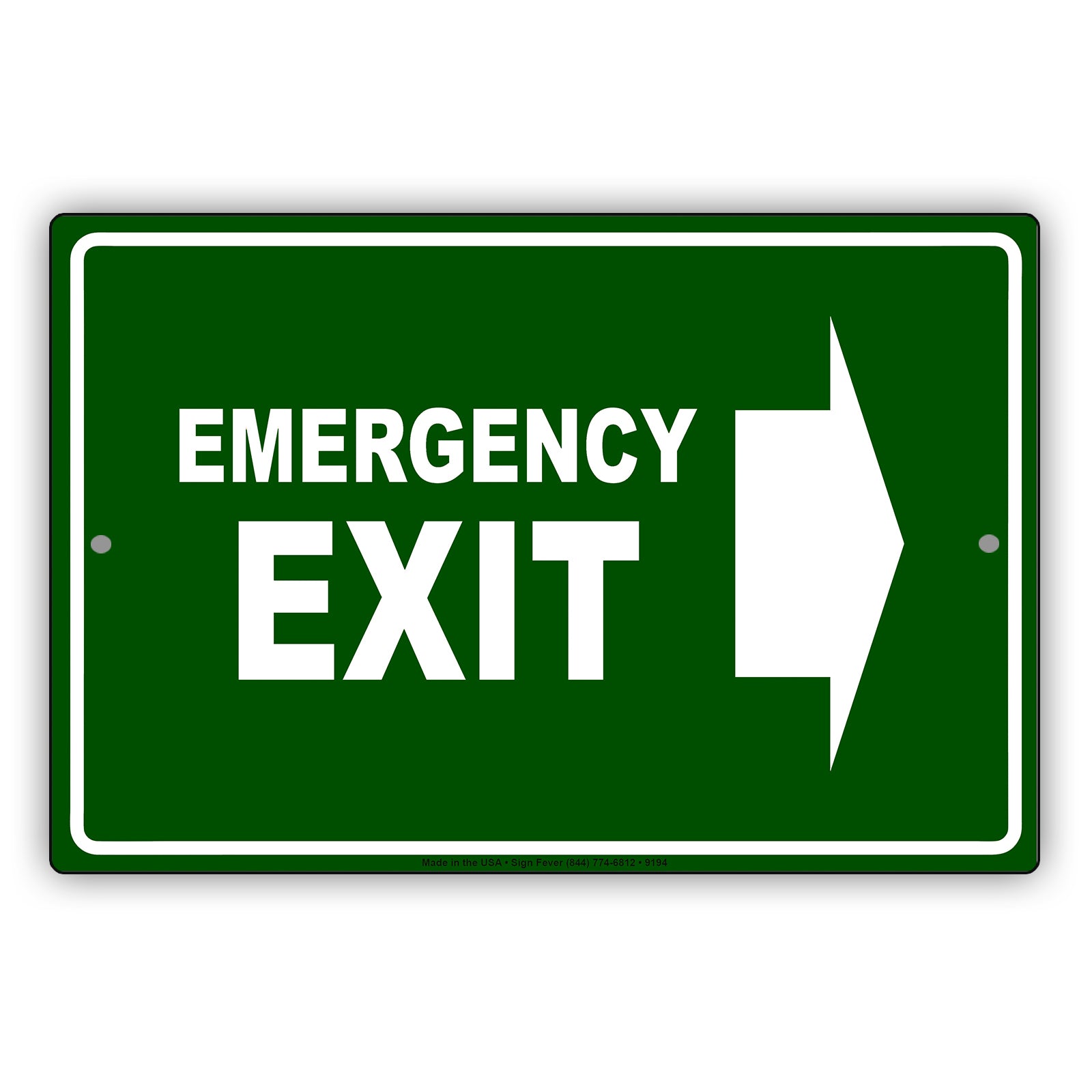 Emergency Exit With Right Arrow Do Not Block Aluminum Metal Sign