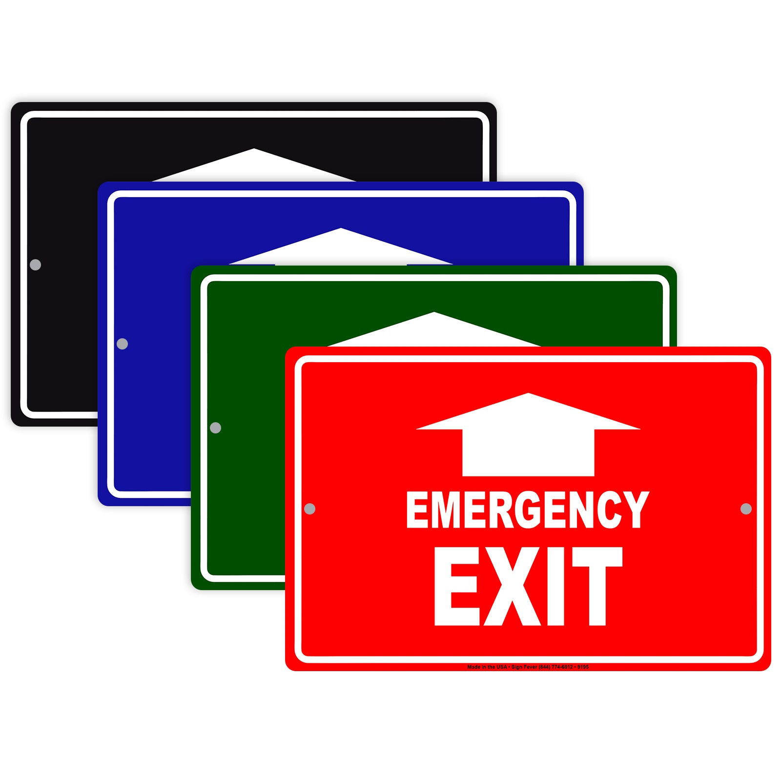 Emergency Exit With Up Arrow Do Not Block Aluminum Metal Sign
