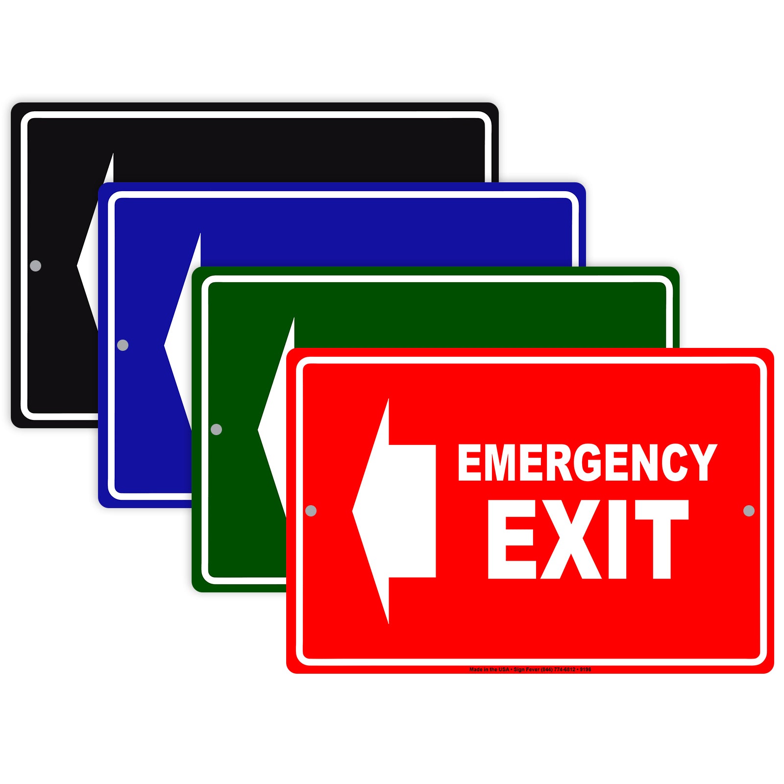Emergency Exit With Left Arrow Do Not Block Aluminum Metal Sign