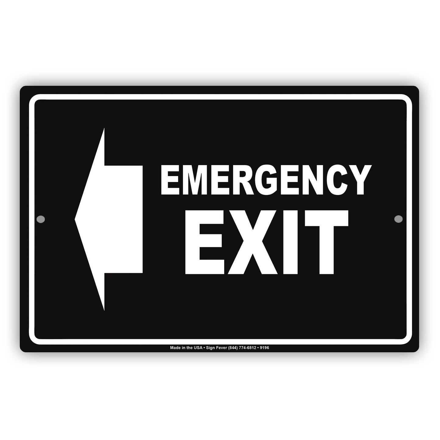 Emergency Exit With Left Arrow Do Not Block Aluminum Metal Sign